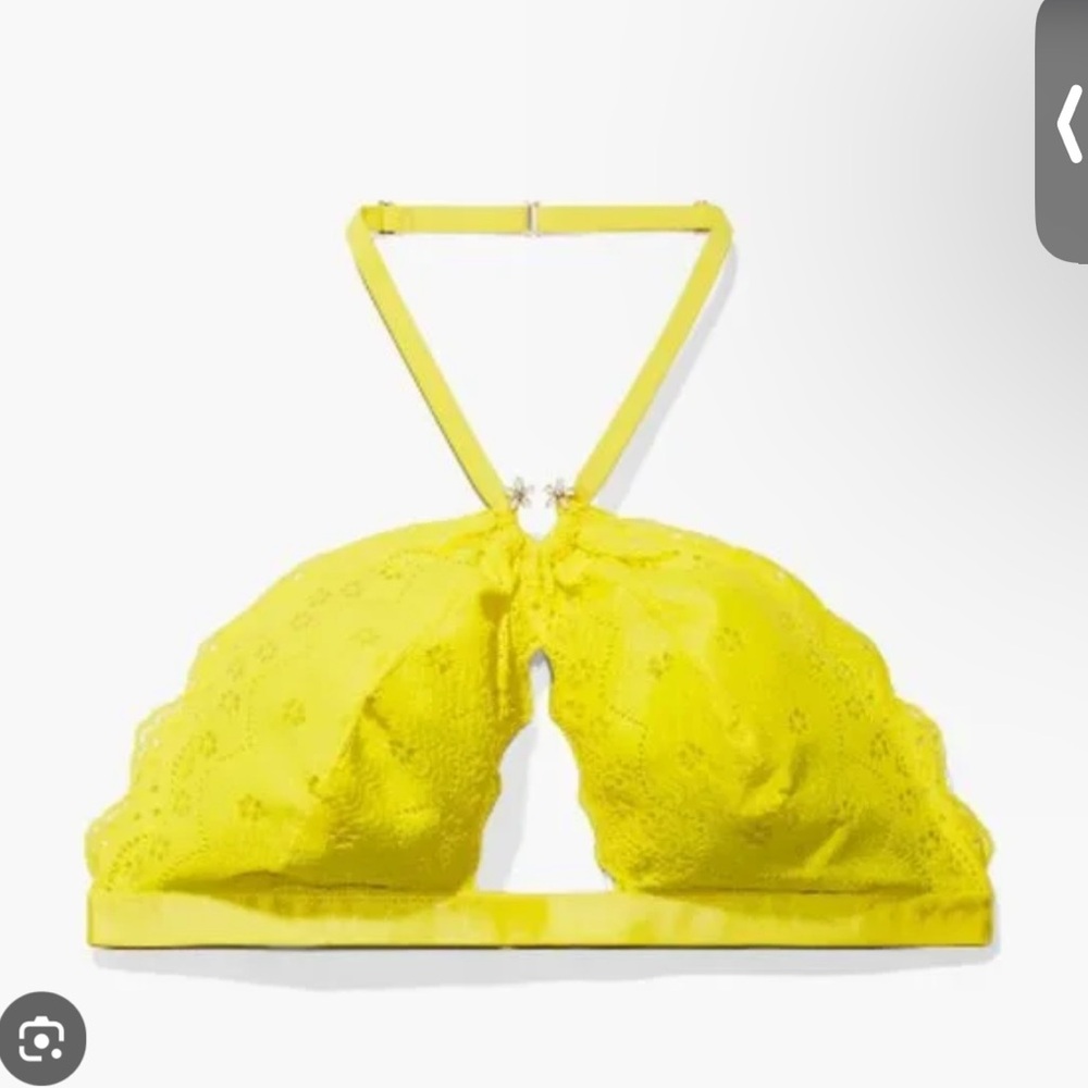 Savage x Fenty Bombshell Broderie Lace Halter Butta Yellow Bralette (spring)